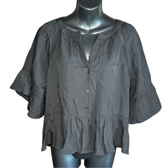 Anthropologie women’s Short-Sleeve
Peplum Swing Top black size Large  preloved - Picture 1 of 10